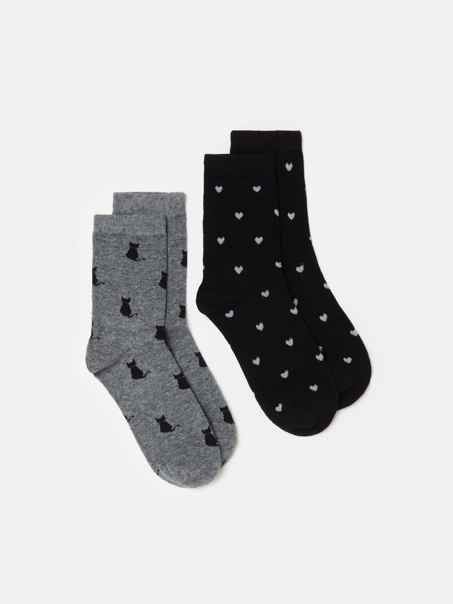 Two-pair pack short socks with designs_0