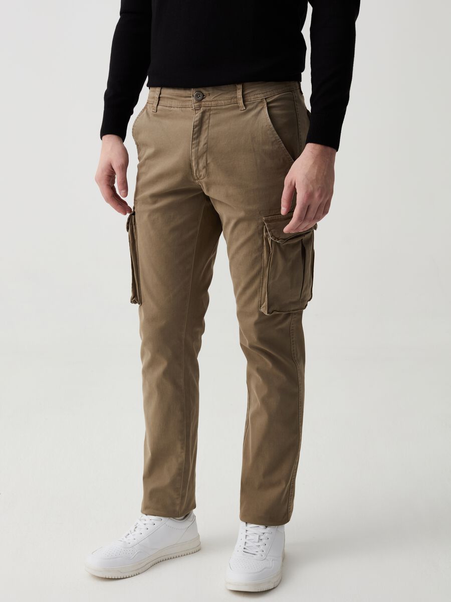 Pantalone cargo slim fit in twill stretch_1