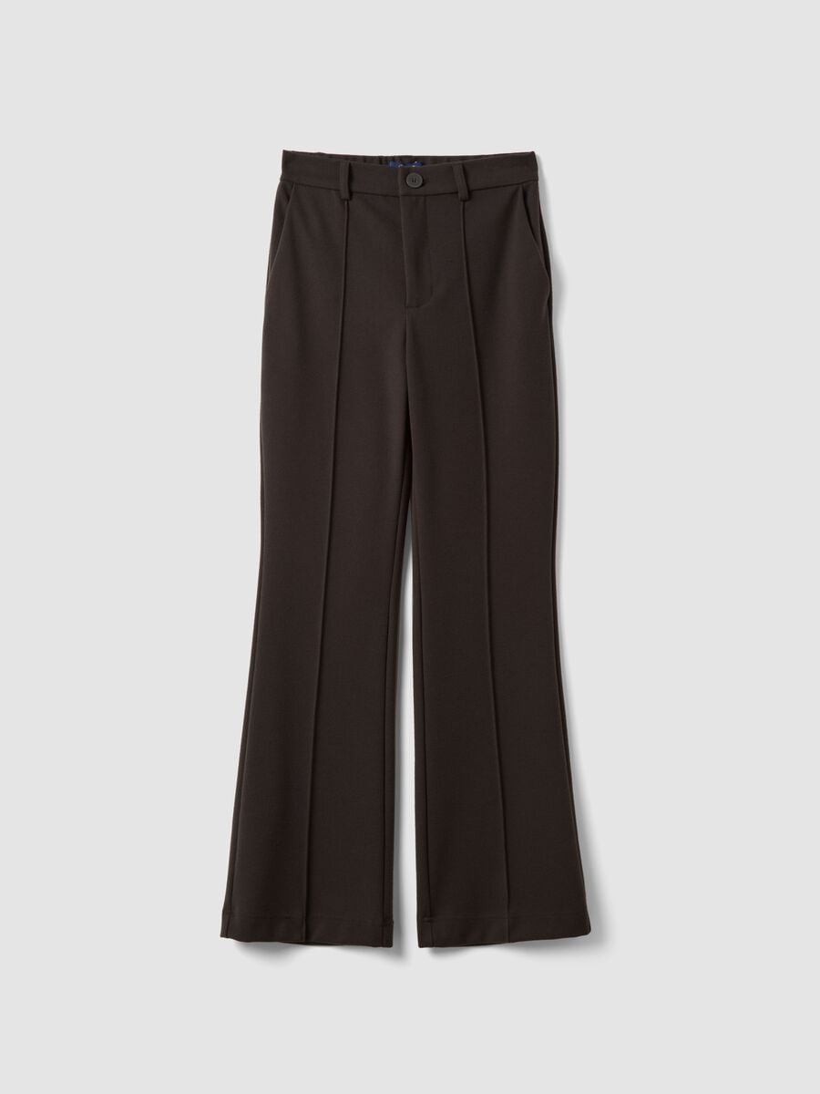 Pantaloni marroni in viscosa elasticizzata straight fit_4
