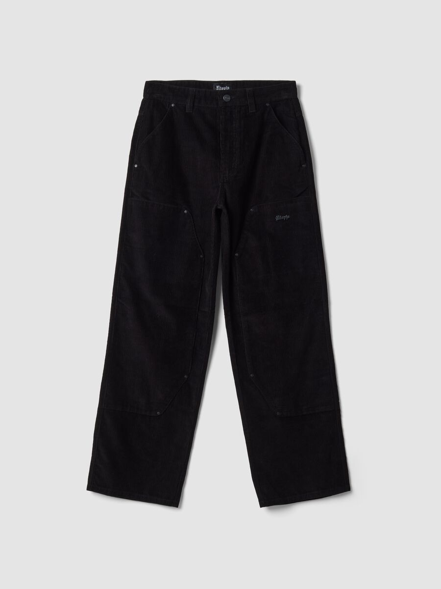 Black Corduroy Carpenter Trousers_1