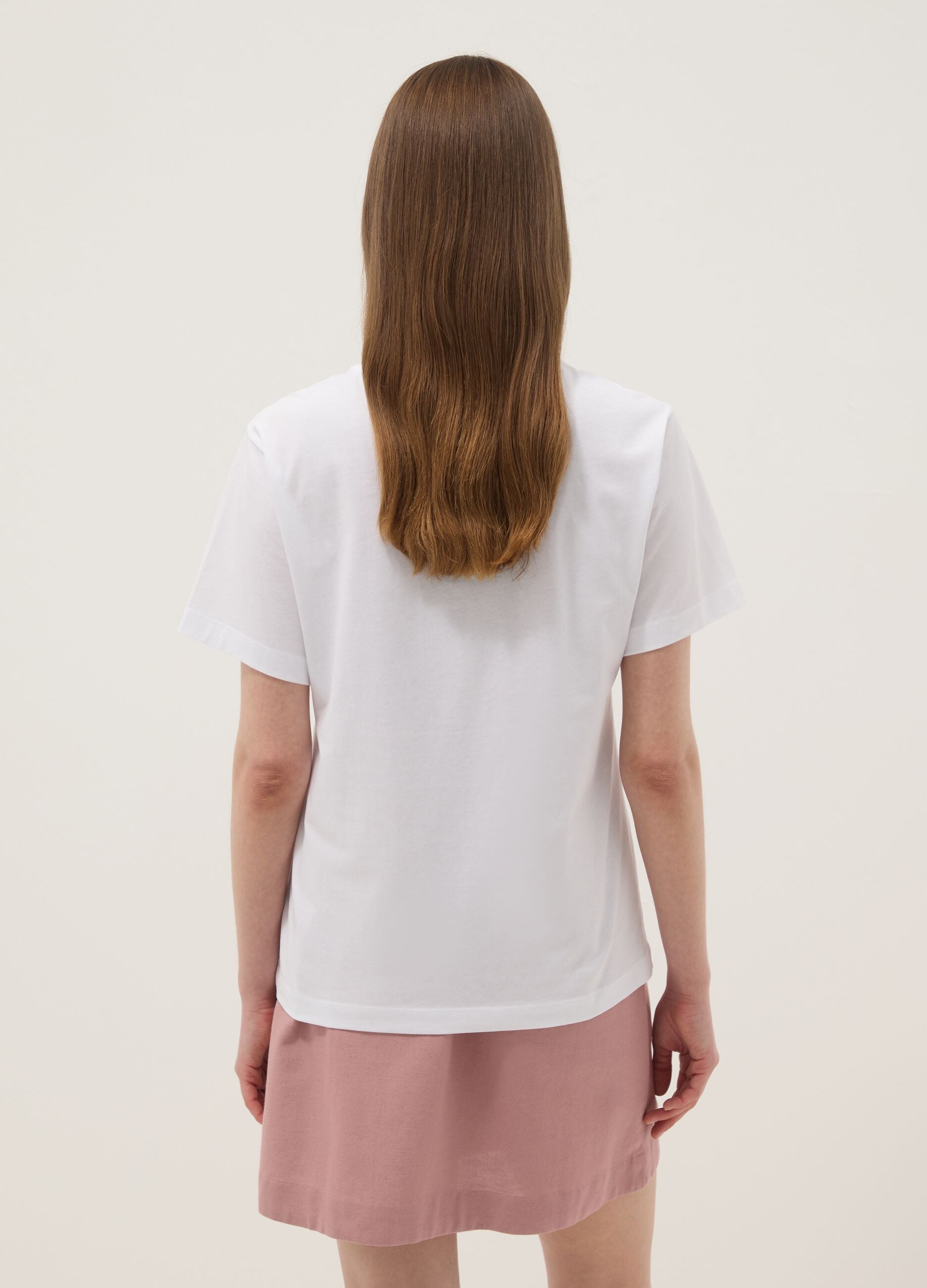 Wei&szlig;es T-Shirt aus reiner Baumwolle mit Blumenprint, Regular Fit