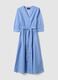 Pure cotton blue striped dress with V-neck in regular fit_0