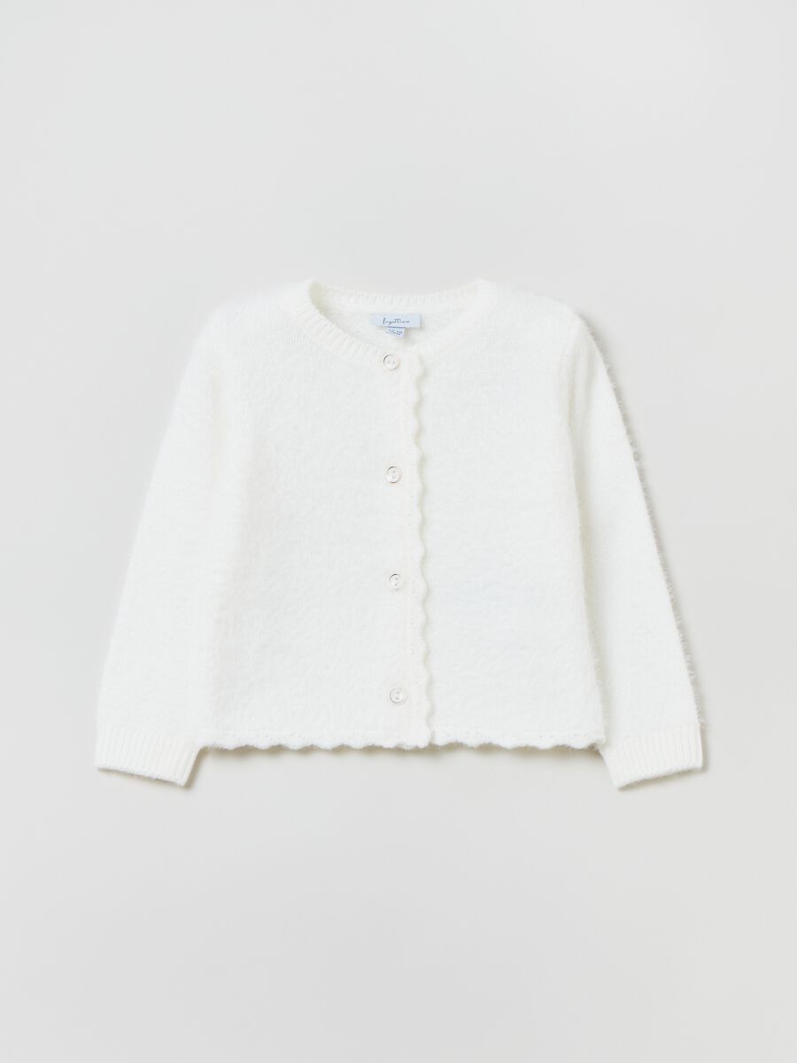 Jersey cardigan with scalloped trim_0