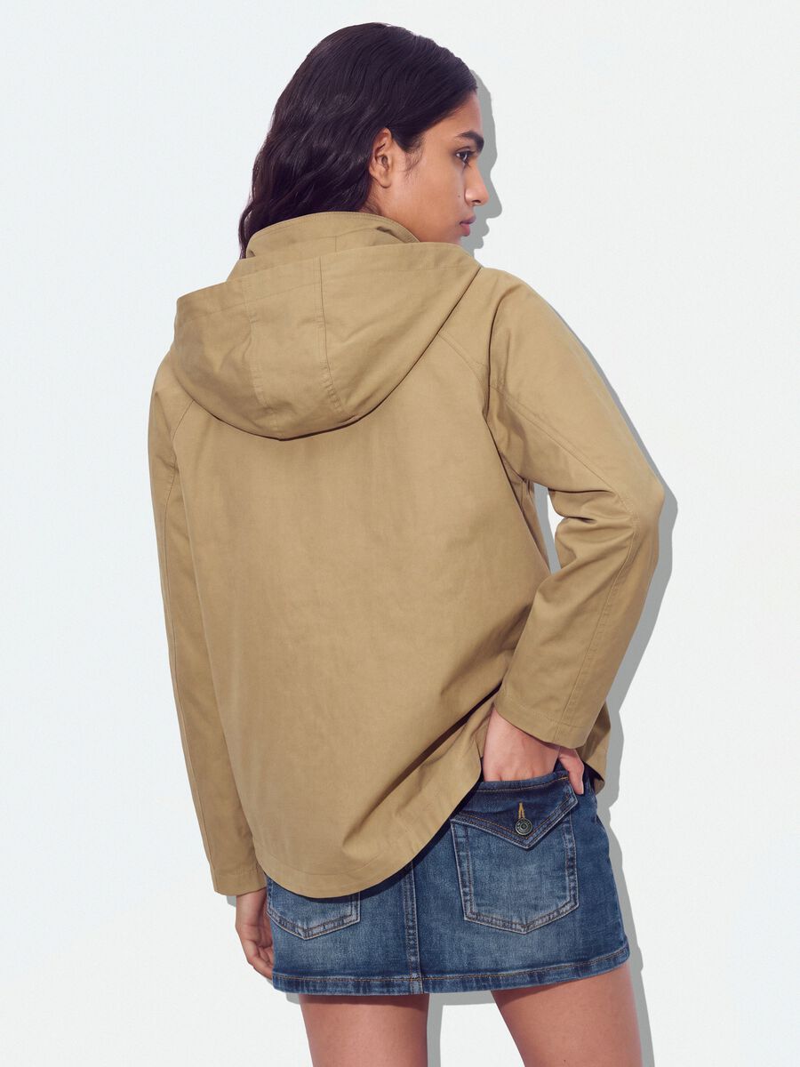 Beige cotton-blend parka with hood, regular fit_3