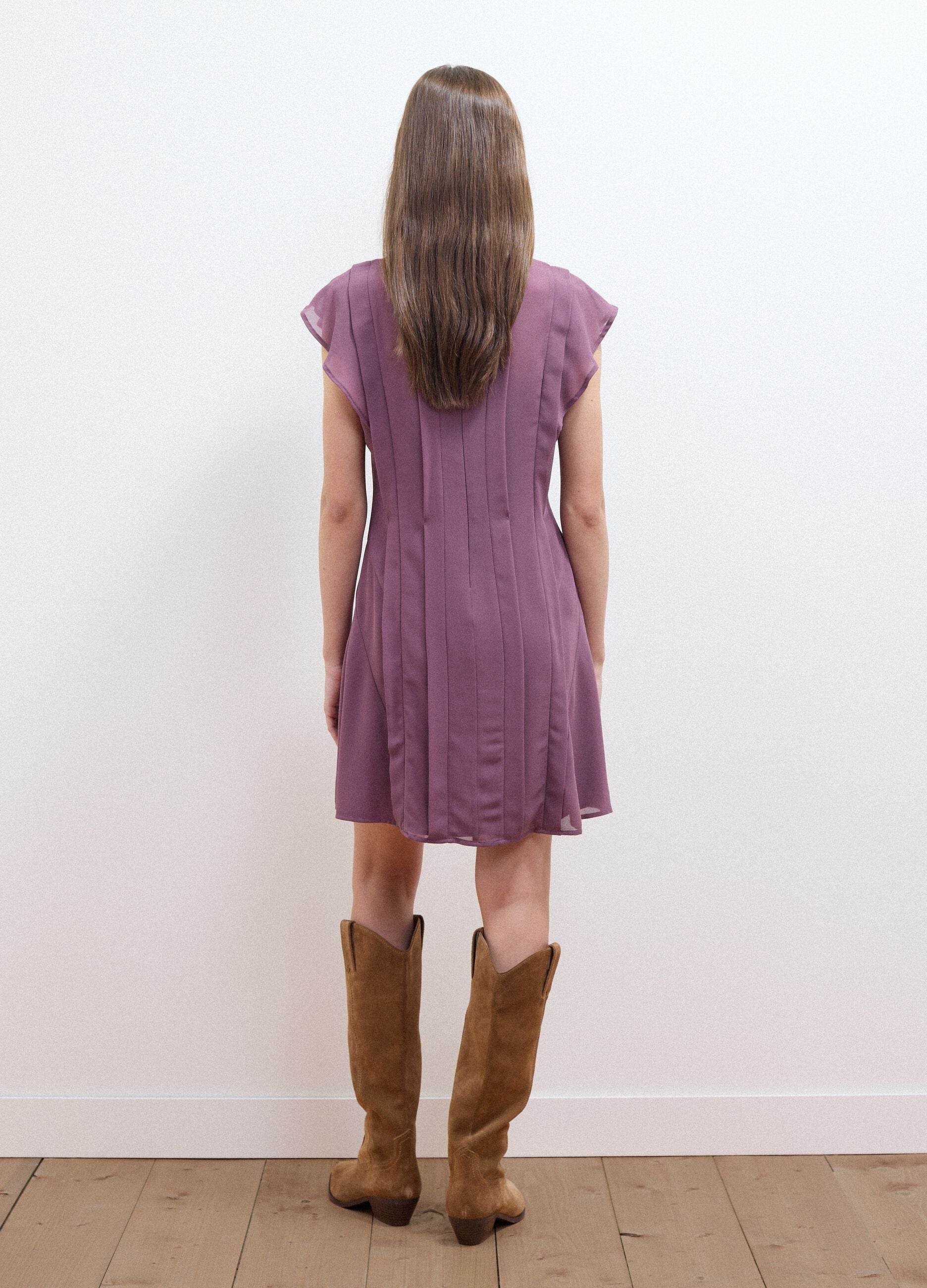 Purple relaxed-fit dress with short ruffle sleeves