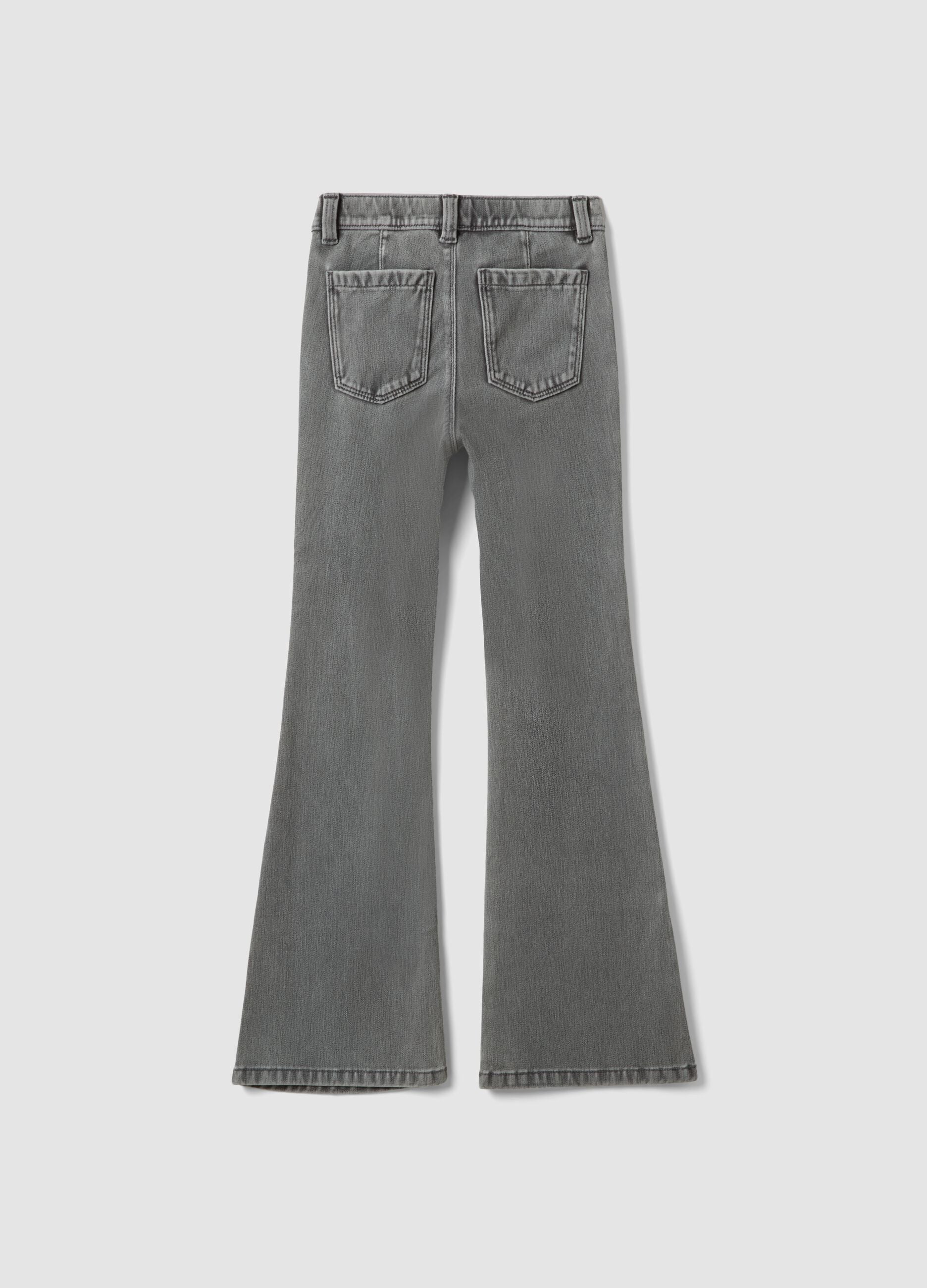 Jeggings grigi flare fit in cotone elasticizzato per ragazza