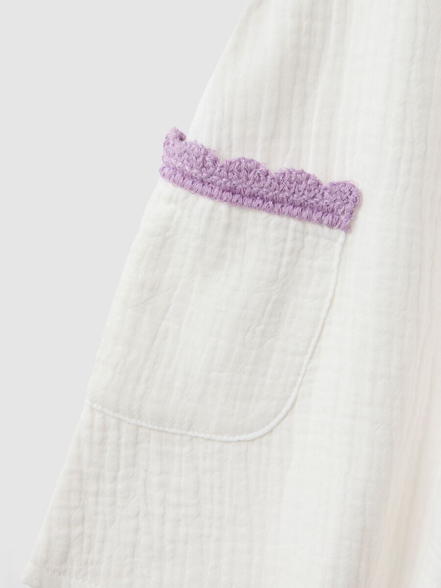 White pure cotton girl's dress regular fit with embroidery_3