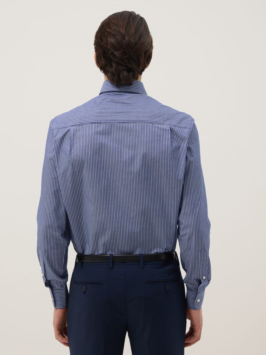 Bunt gestreiftes Baumwollmischgewebe Hemd, normale Passform_1