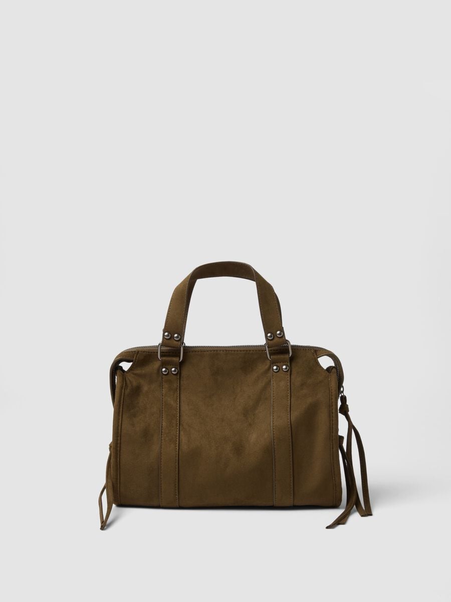Borsa verde in tessuto elasticizzato con doppio manico_1