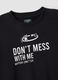 Black pure cotton sweatshirt with front slogan, relaxed fit, for girls_2