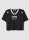 Black short-sleeve T-shirt with perforated insert, regular fit_0