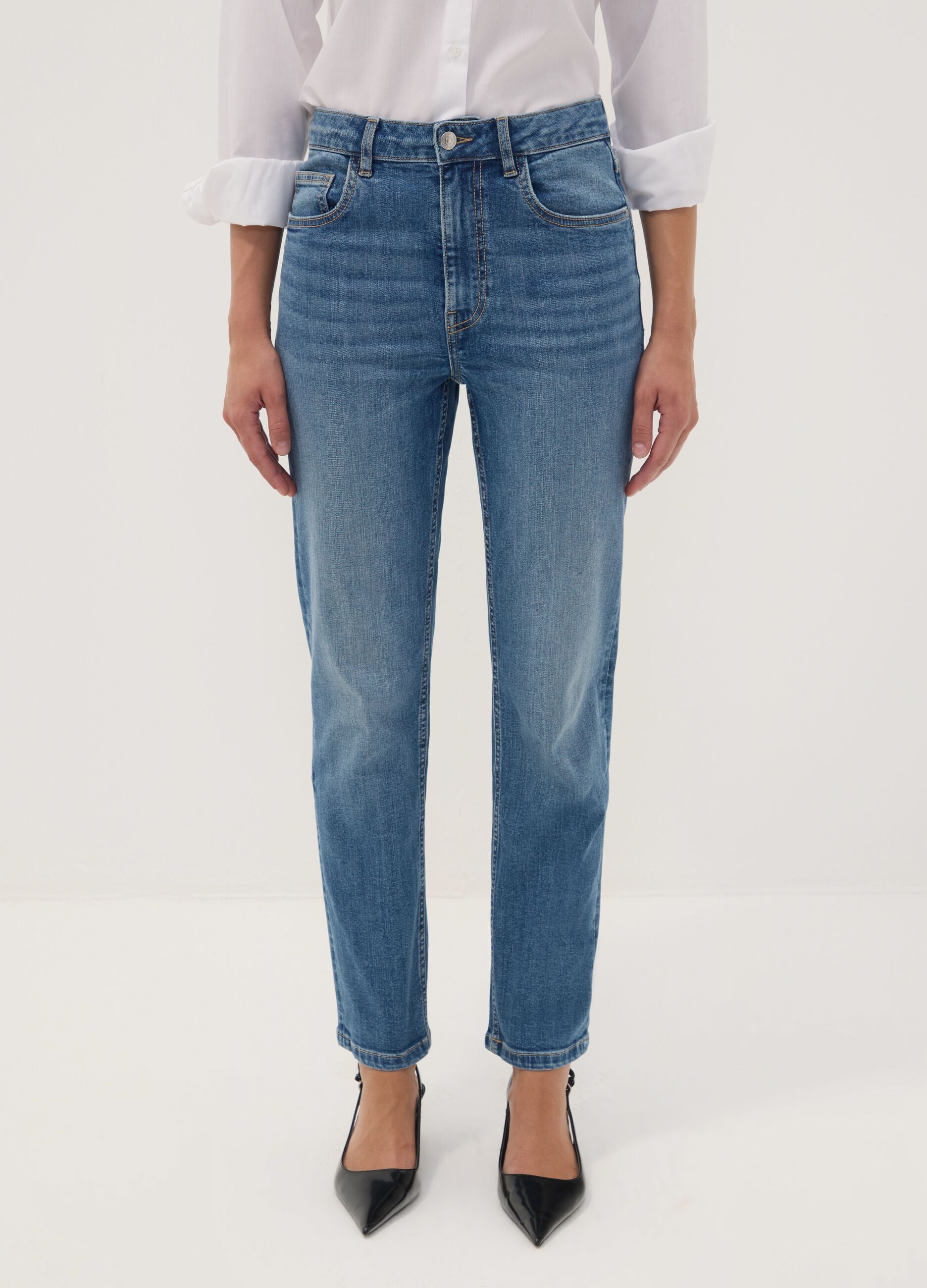 Slim-fit stretch cotton denim jeans