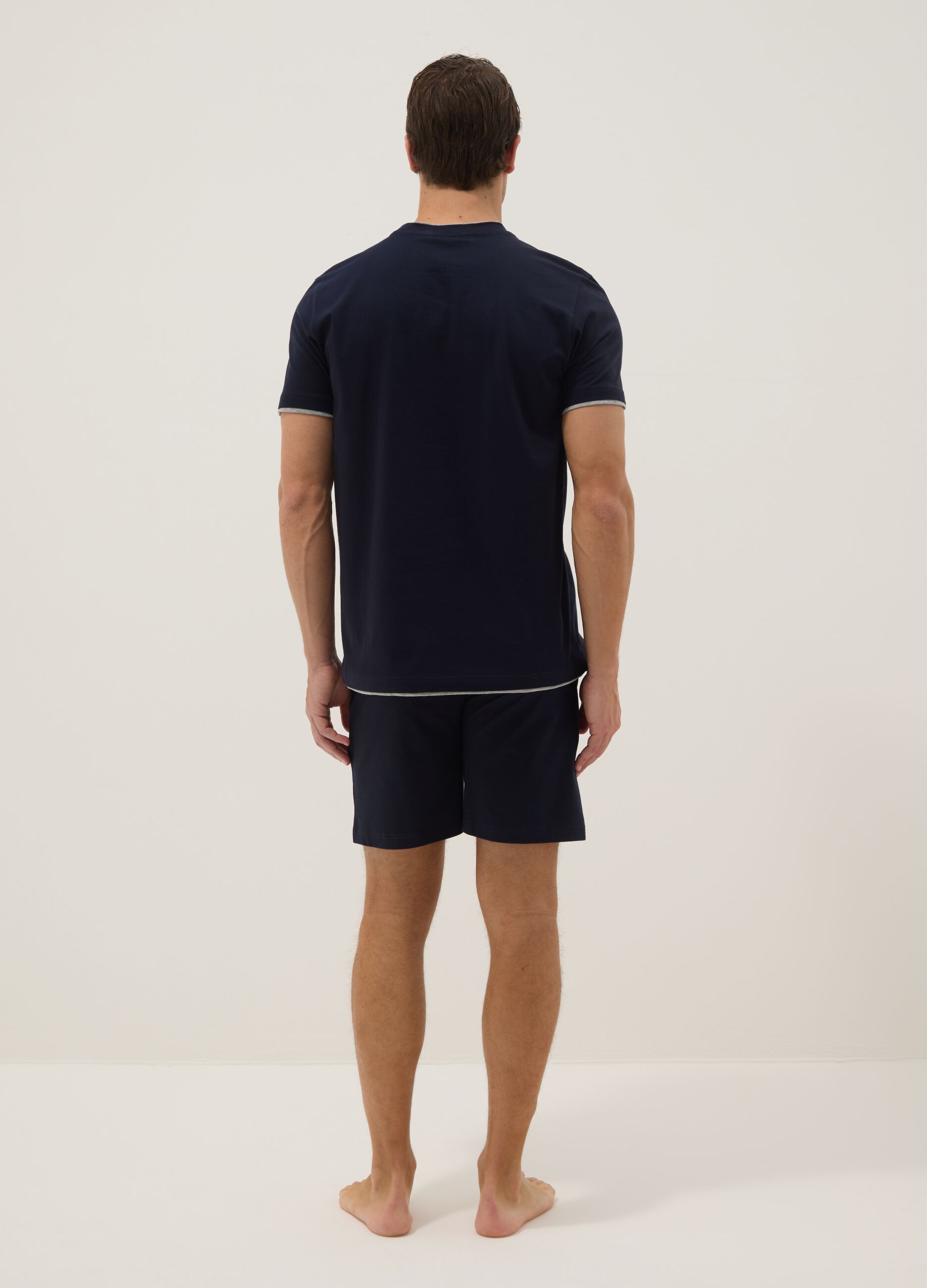 Navy mercerised pure cotton pyjamas