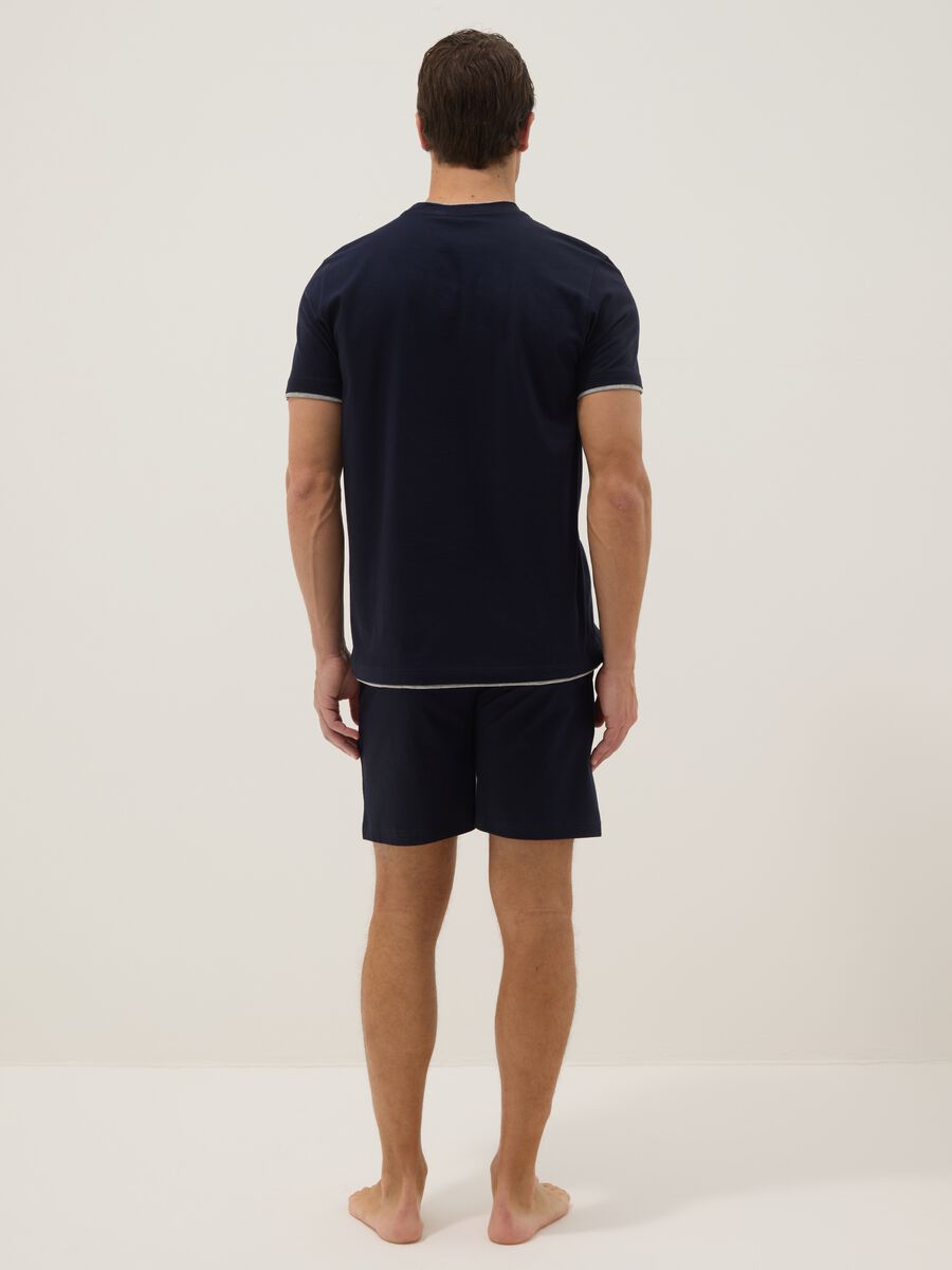 Blauer Pyjama aus reiner, merzerisierter Baumwolle_2