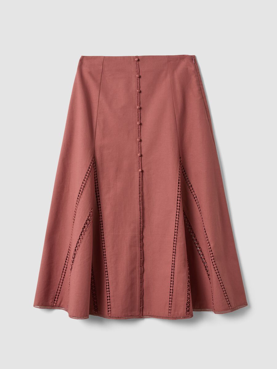 Pink cotton-linen blend skirt with openwork detailing_4
