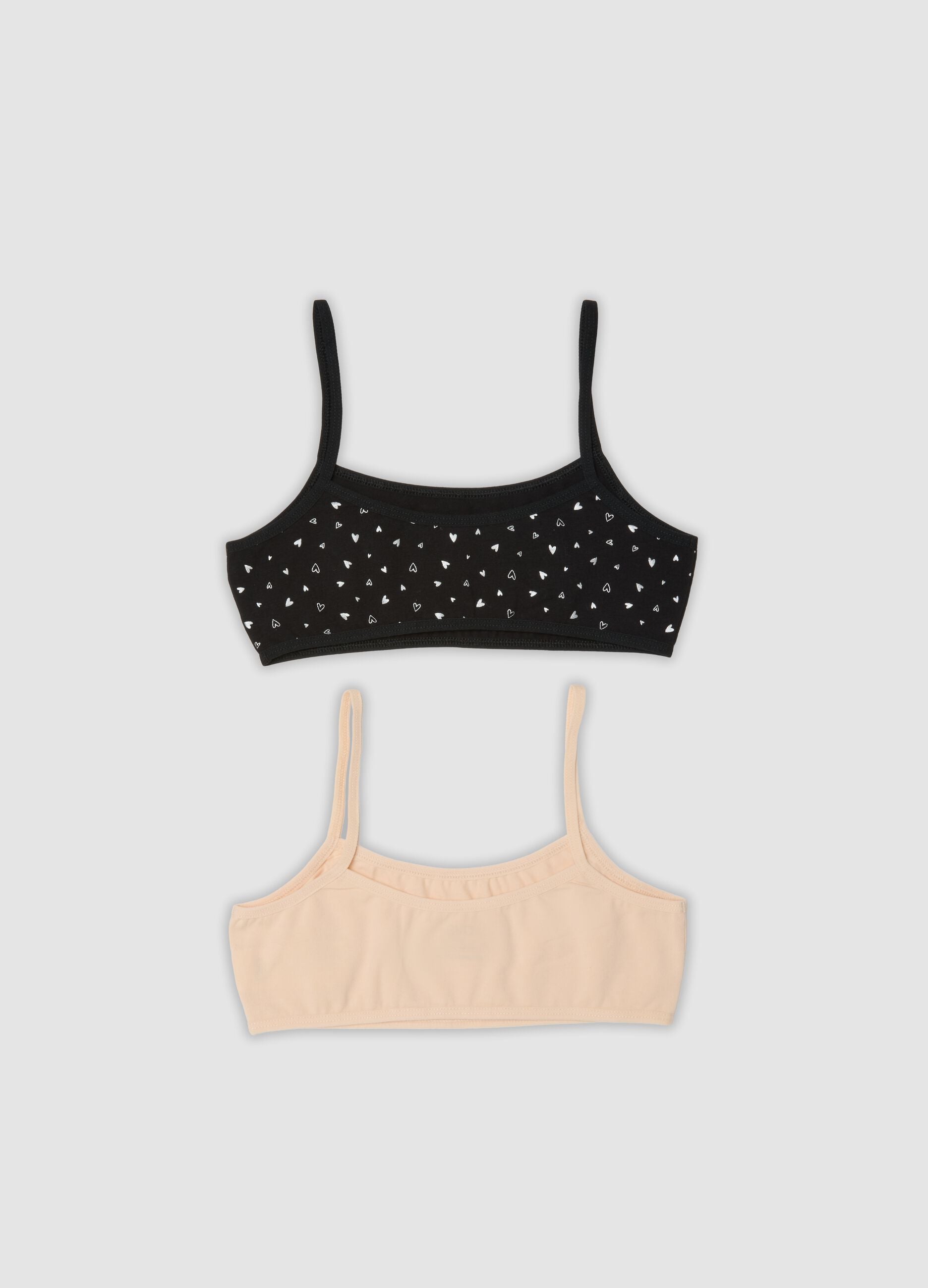 2-pack of multicoloured stretch organic cotton bralettes for girls