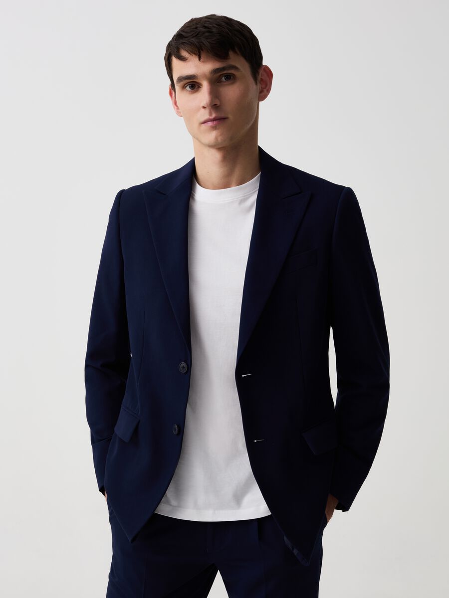 Solid colour single-breasted regular-fit blazer_0
