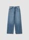 Light Blue Denim Wide-Leg Jeans in 100% Cotton_0