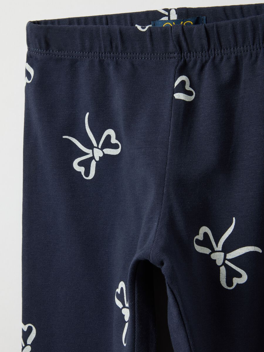 Blue skinny fit stretch cotton leggings for girls_2