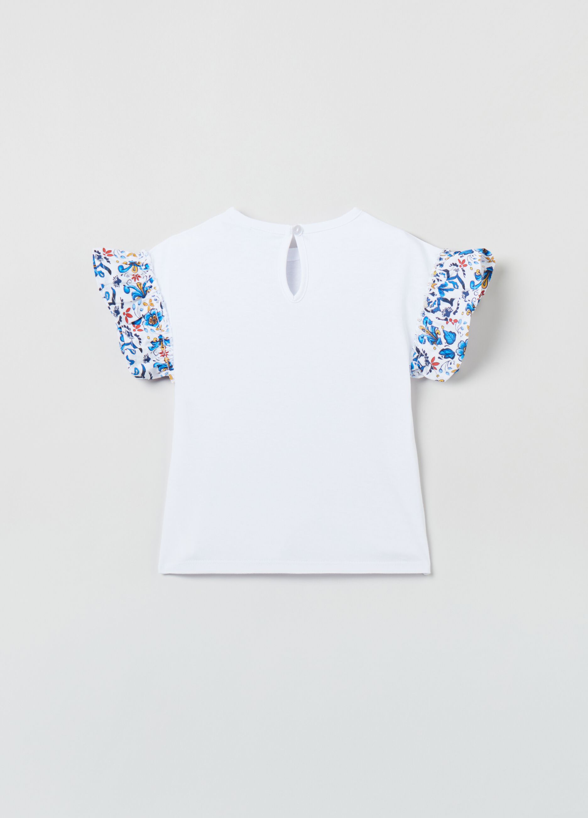Cotton T-shirt with poplin peplum