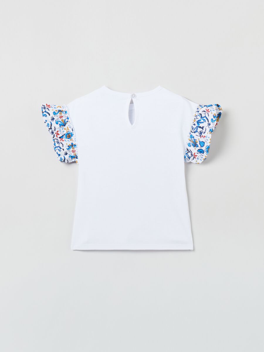 Cotton T-shirt with poplin peplum_1