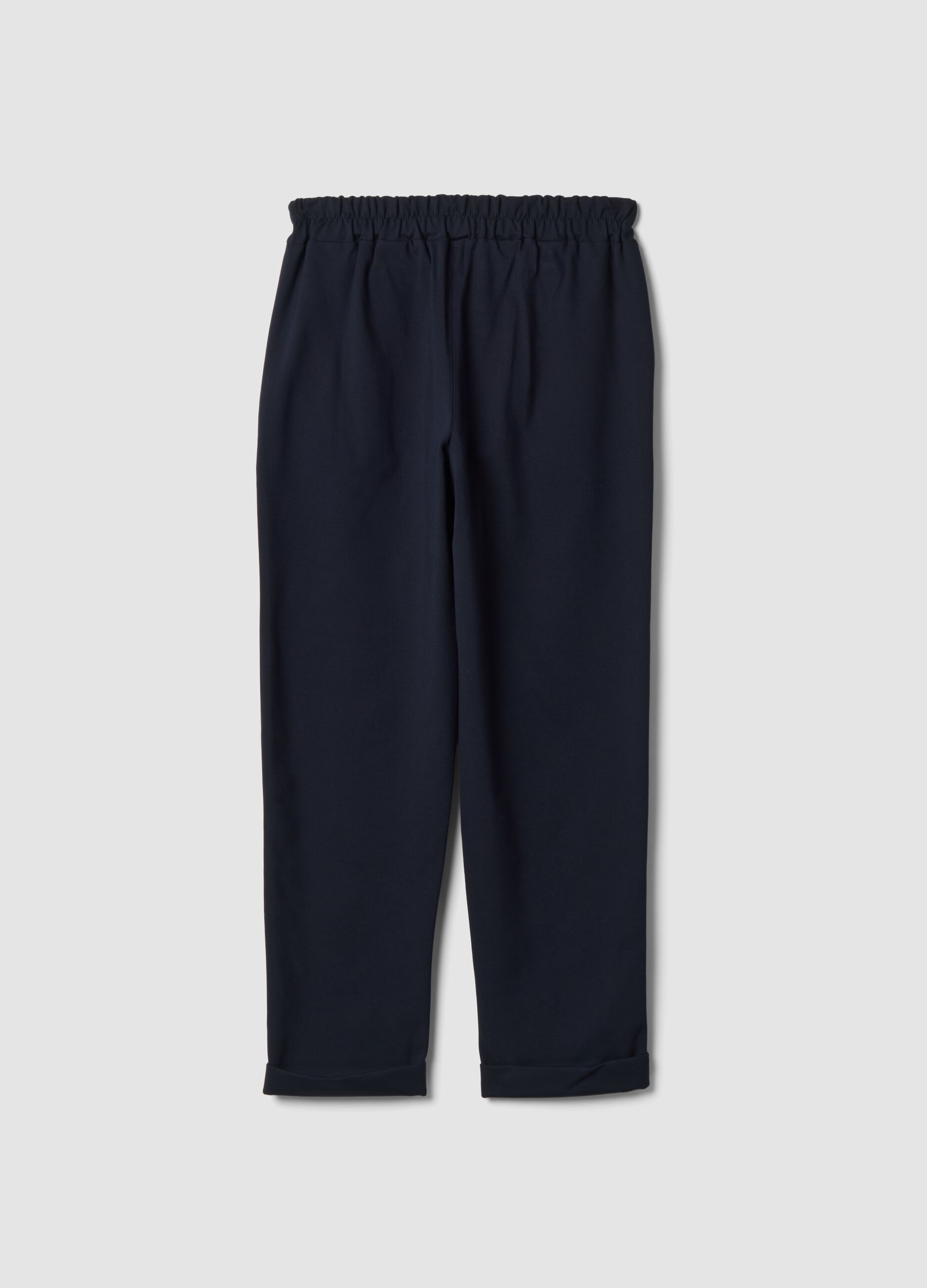 Navy blue stretch viscose regular-fit trousers