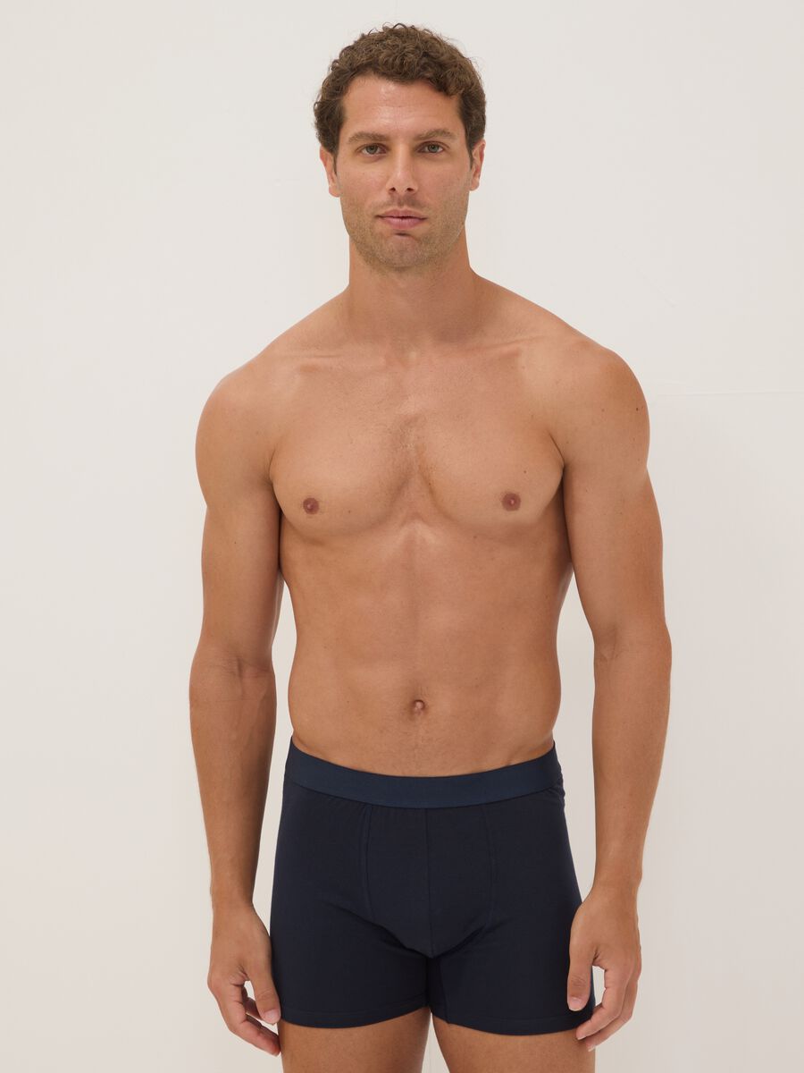 Tripack di boxer blu in cotone organico_0