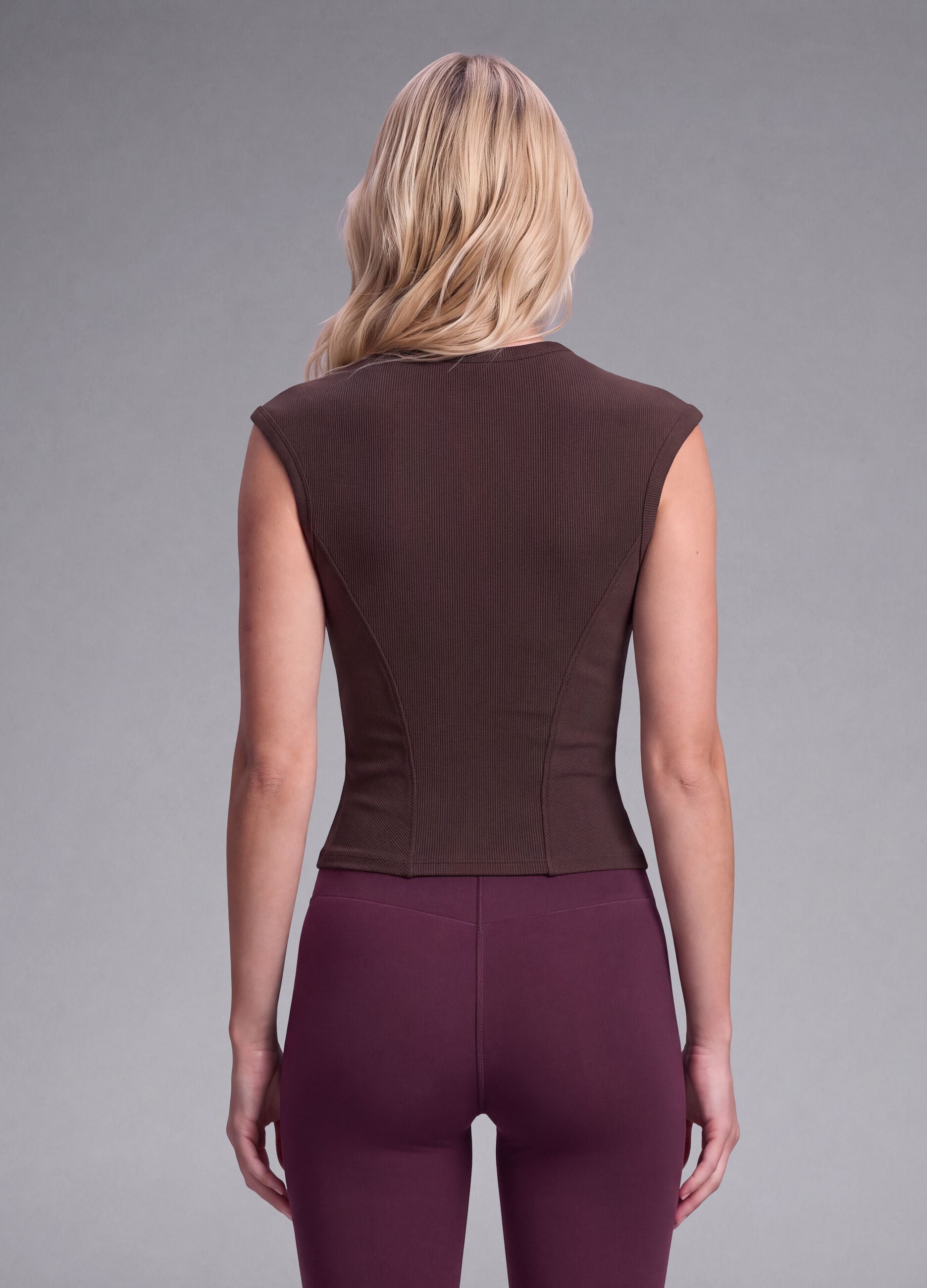 Brown fitted ribbed stretch-modal T-shirt ALTAVIA STUDIO