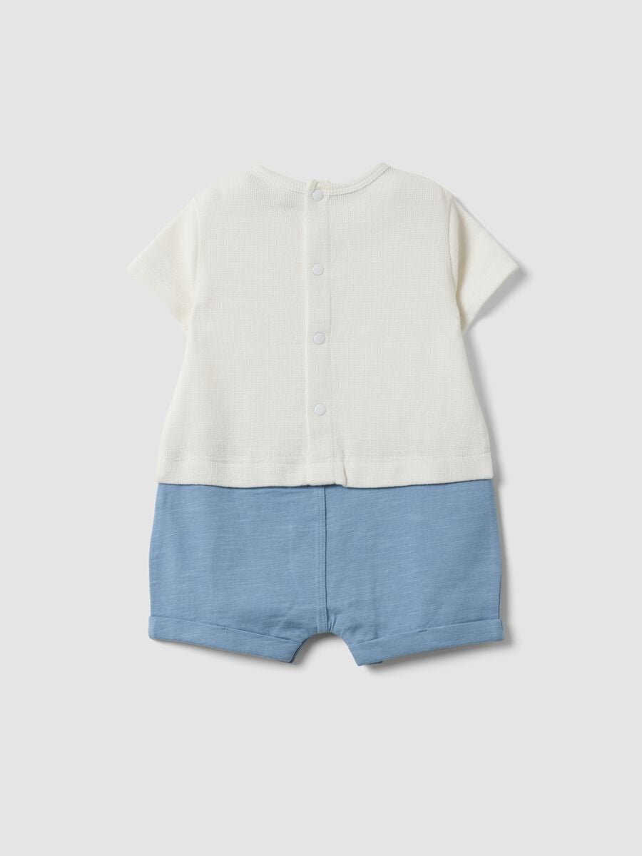Blue and white pure cotton baby romper_1