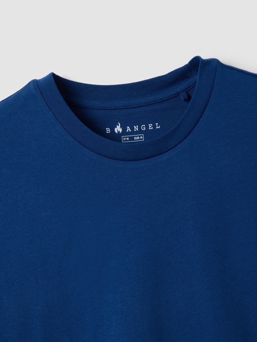 Blue pure cotton short-sleeve T-shirt_5