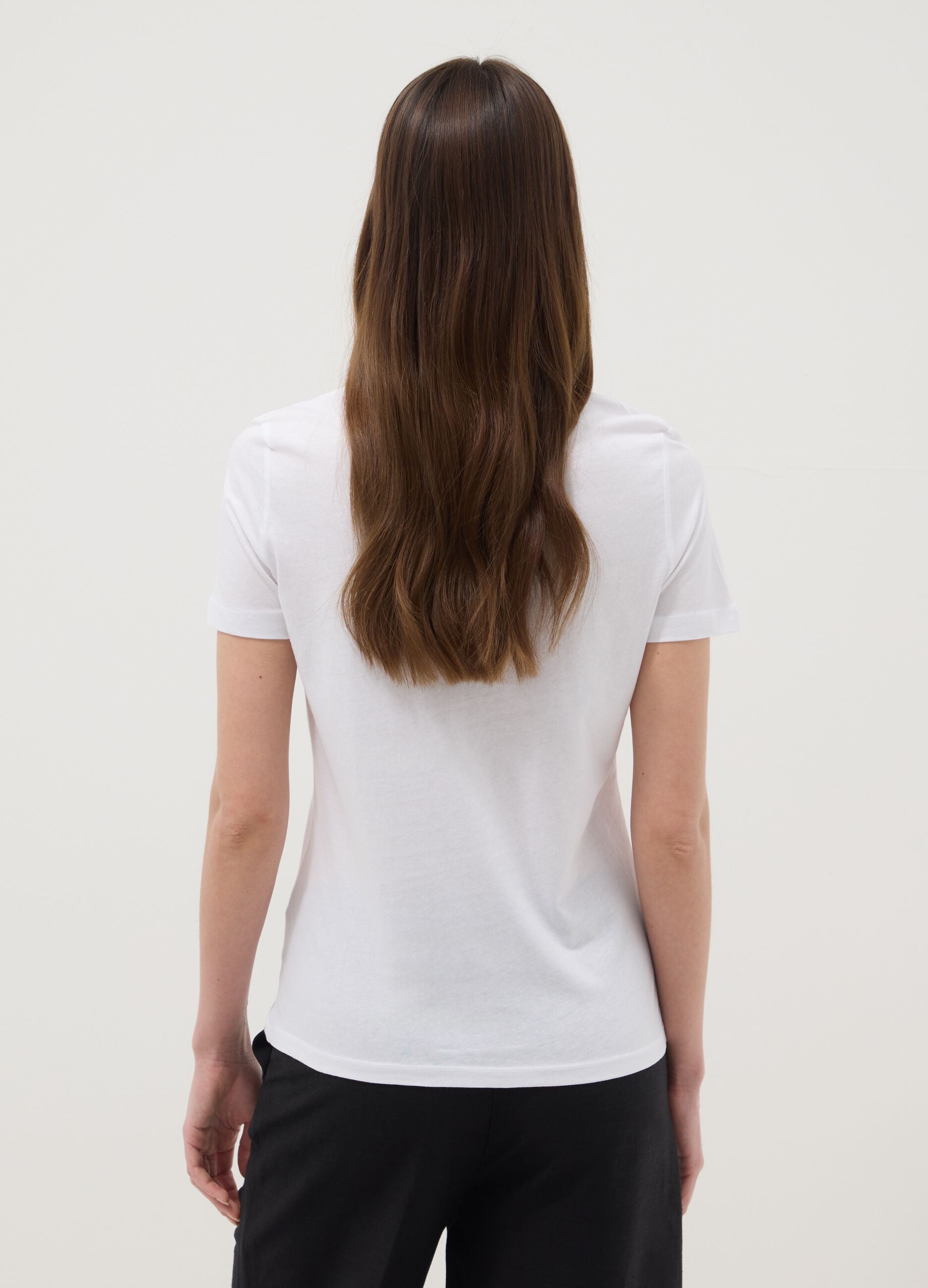 White pure cotton regular fit T-shirt with print