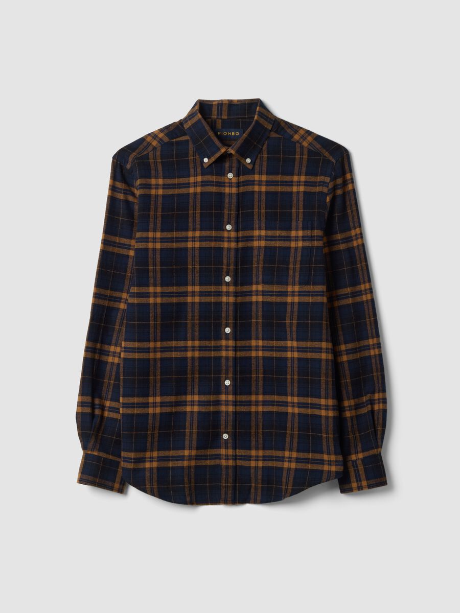 Camisa de franela multicolor de cuadros en algod&oacute;n puro, corte regular_0