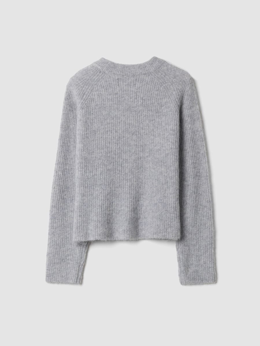 Maglia grigia in lana e alpaca elasticizzato girocollo_6