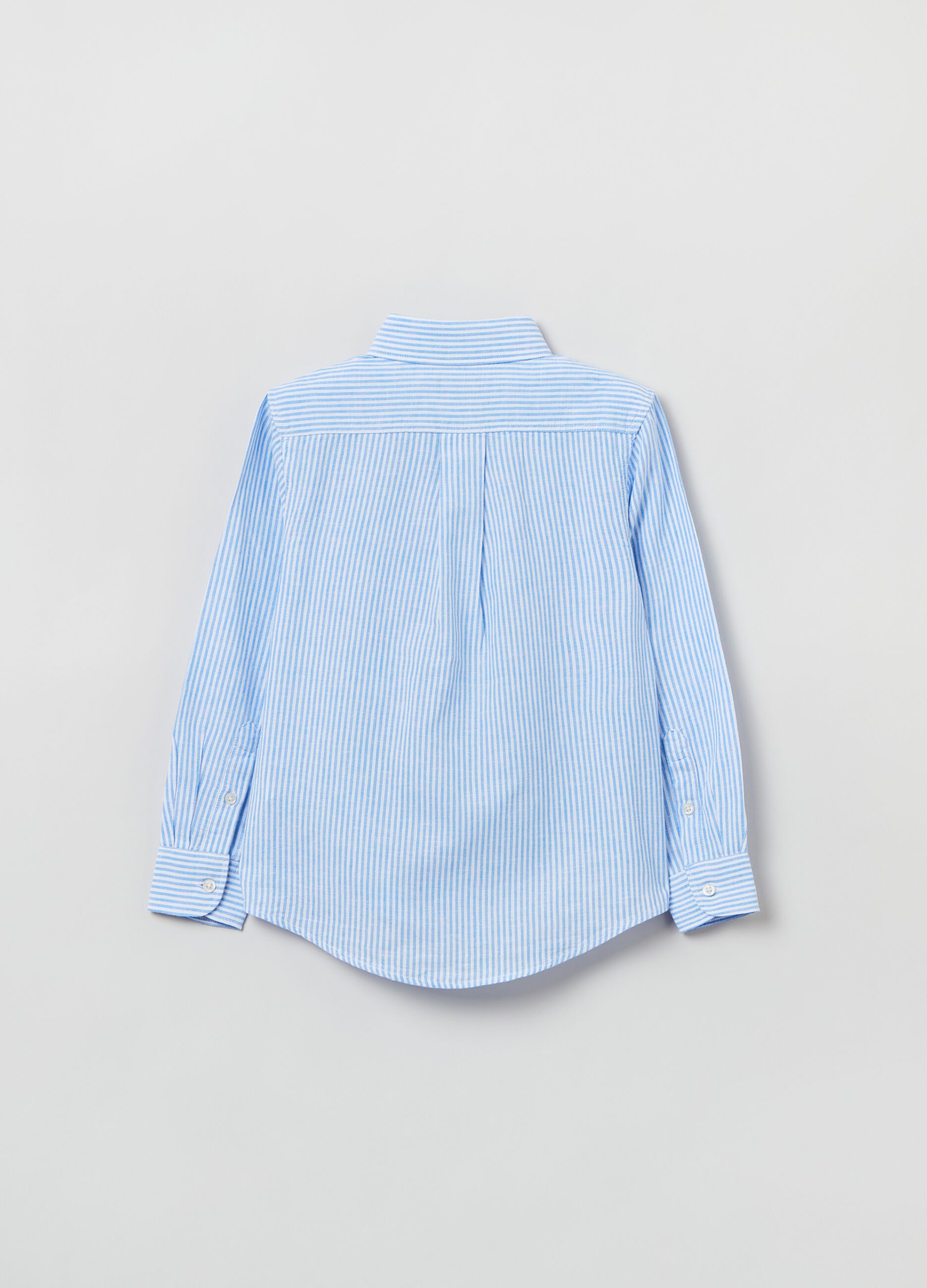 Camisa de lino y algodón de rayas