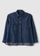 Bluse aus reinem blauem Denim-Baumwolle, regul&auml;re Passform_4