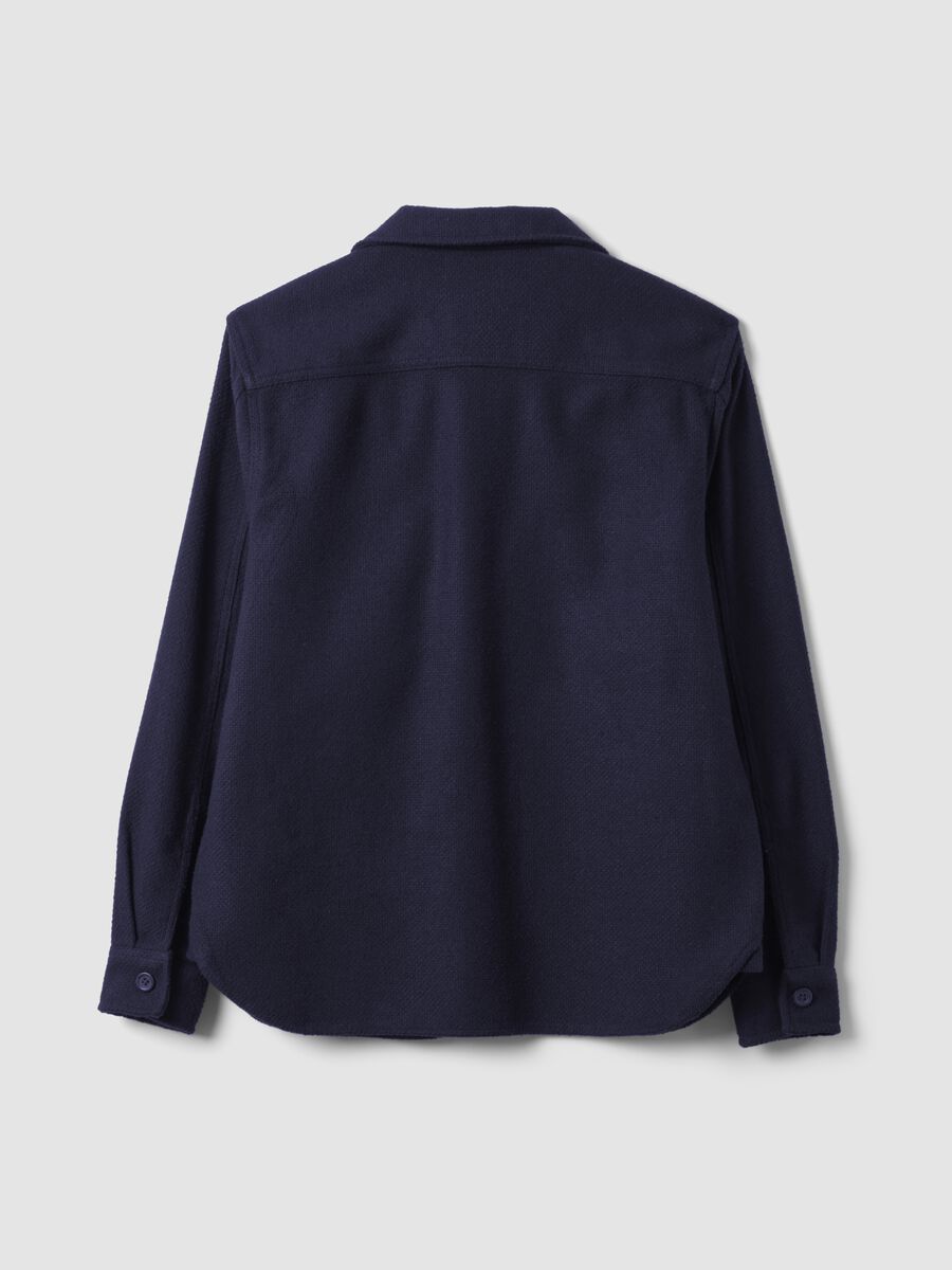 Blue wool and viscose-blend shacket with buttons, oversized fit_6