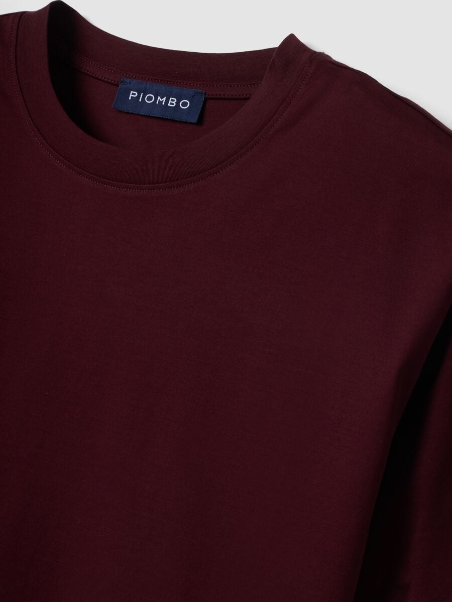 Red pure cotton jersey T-shirt with crew neck and relaxed fit_5