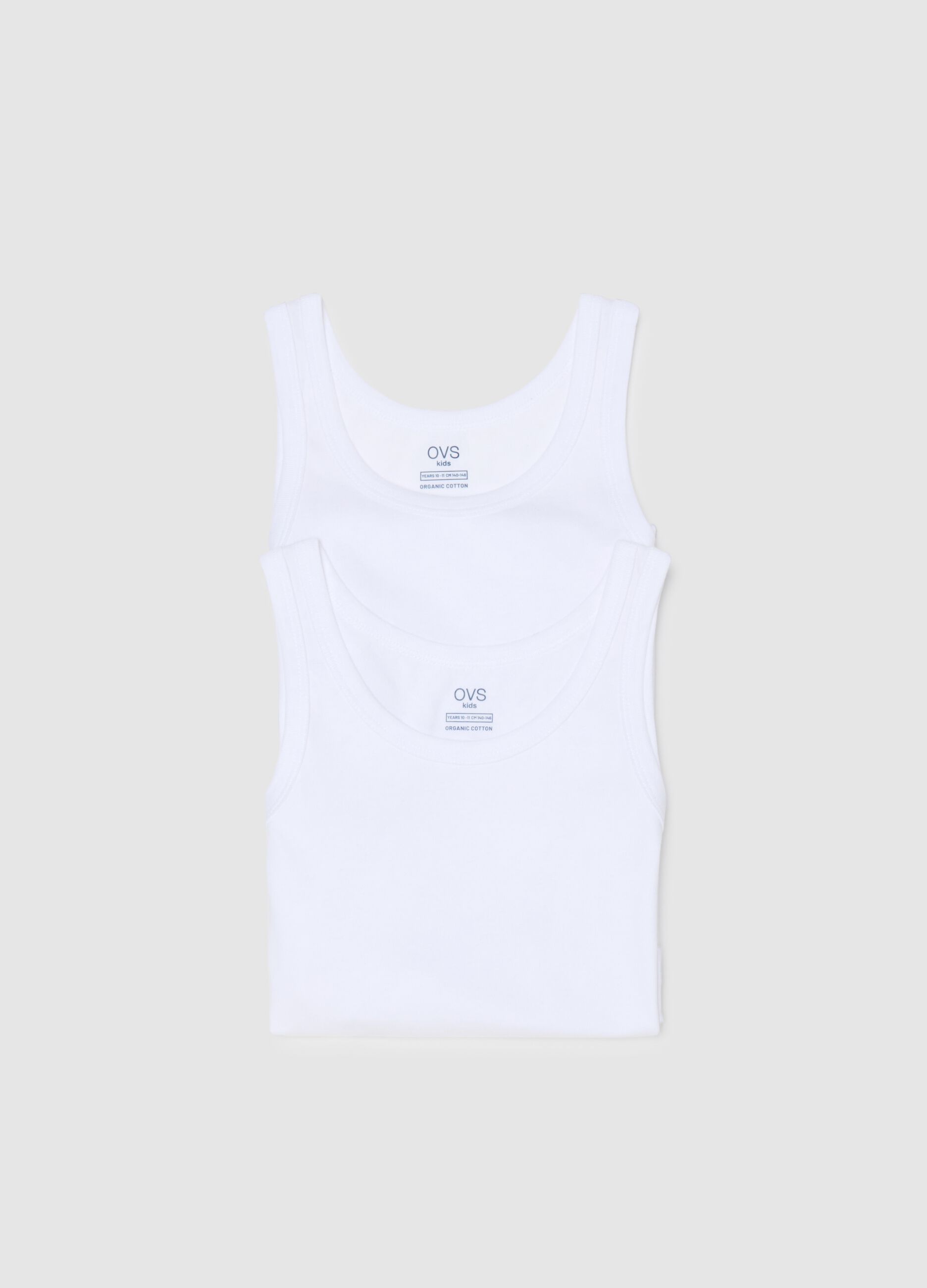 Zweierpack wei&szlig;e Jungenunterhemden aus reiner Baumwolle im Regular-Fit