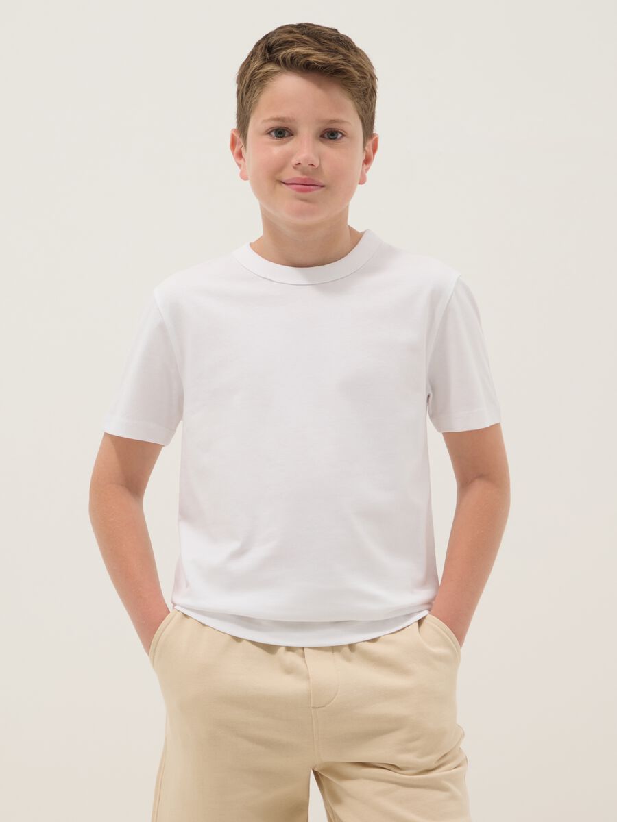 White pure cotton boys&rsquo; T-shirt, regular fit_0