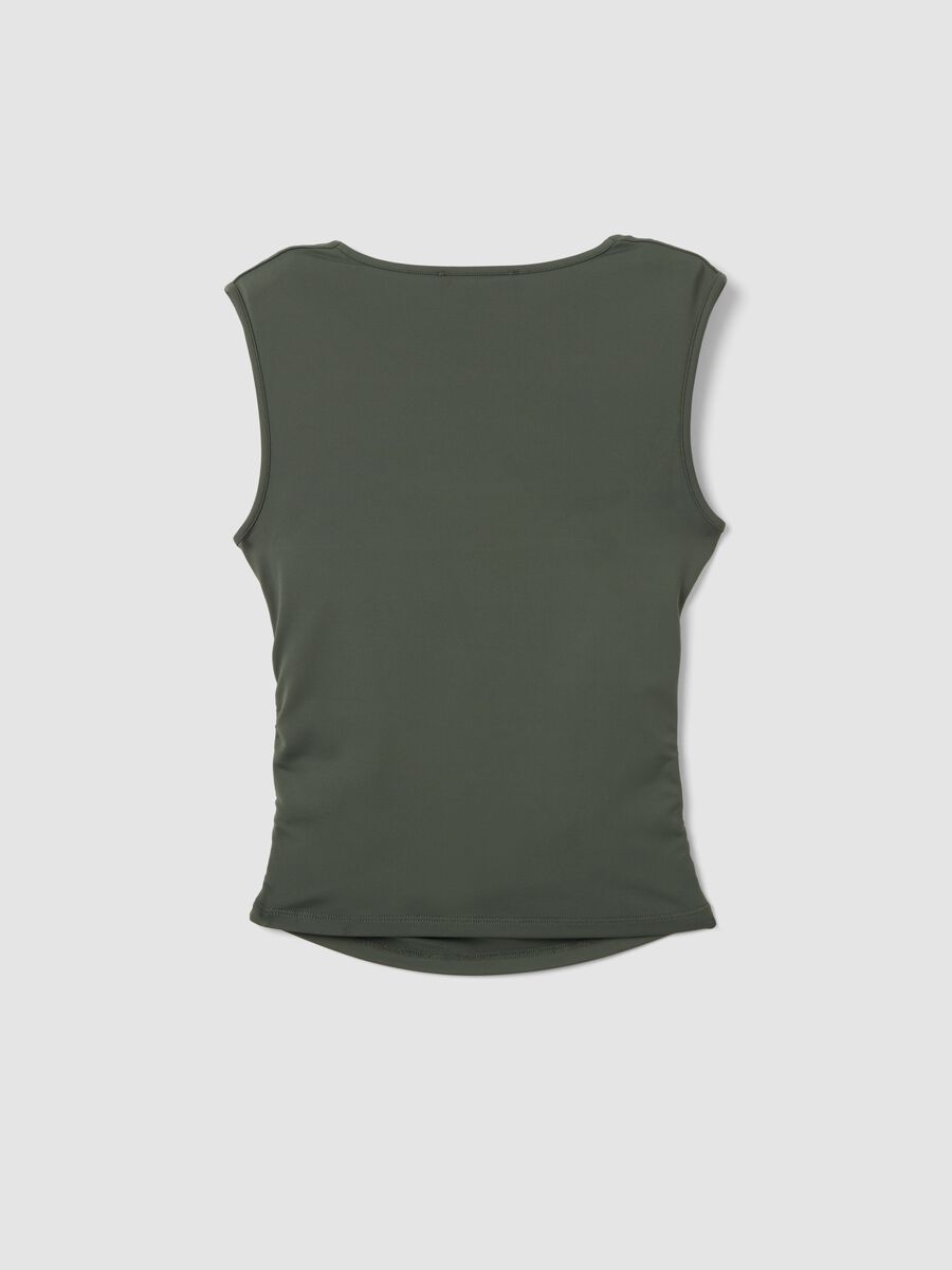 Green stretch tank top with side ruching_1