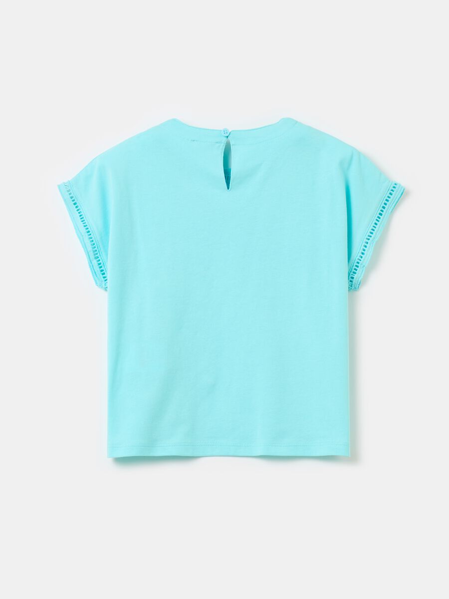 Solid colour T-shirt with openwork inserts_3