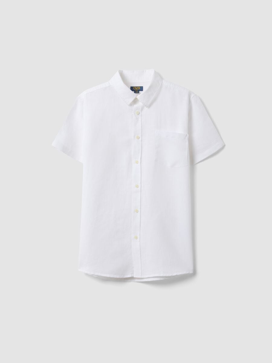 Boys&rsquo; white linen-cotton blend shirt, regular fit_3
