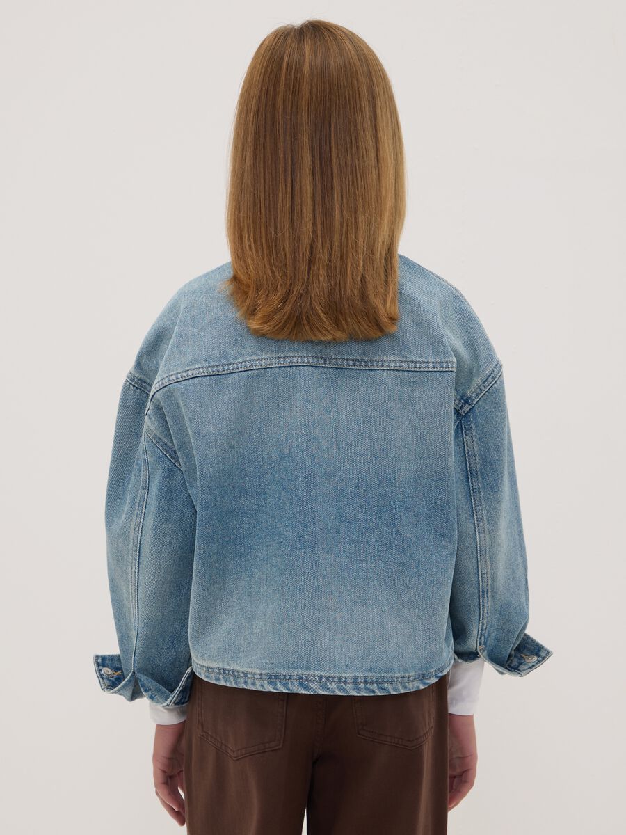 Blue cotton-viscose blend denim shirt with heart pocket, regular fit_2