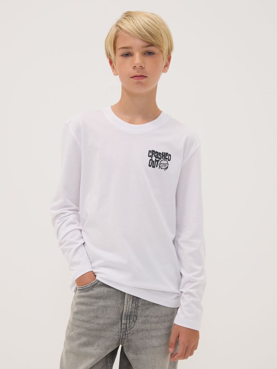 White organic cotton relaxed-fit T-shirt with print_0