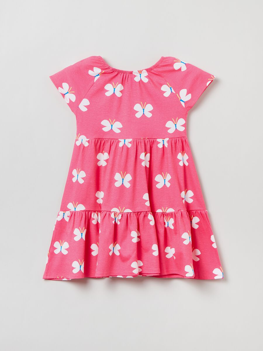 Dress with butterfly print flounce_1