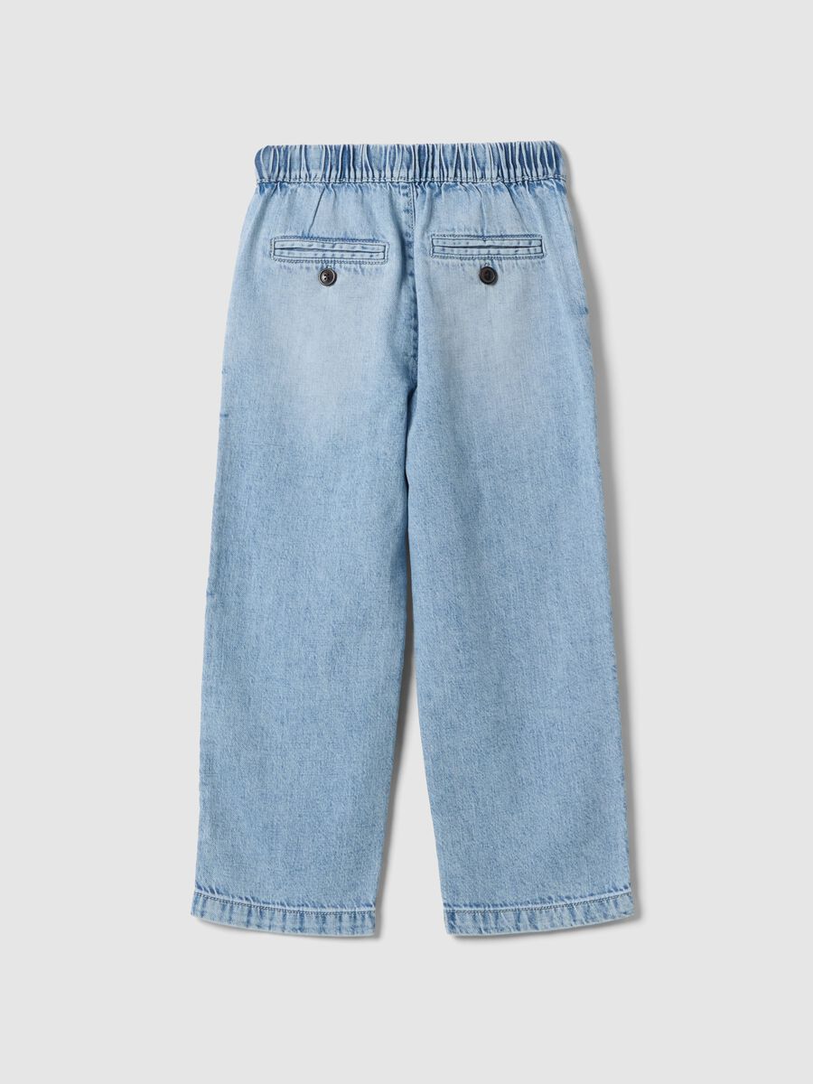 Children's regular fit light blue denim cotton mix jeans_1