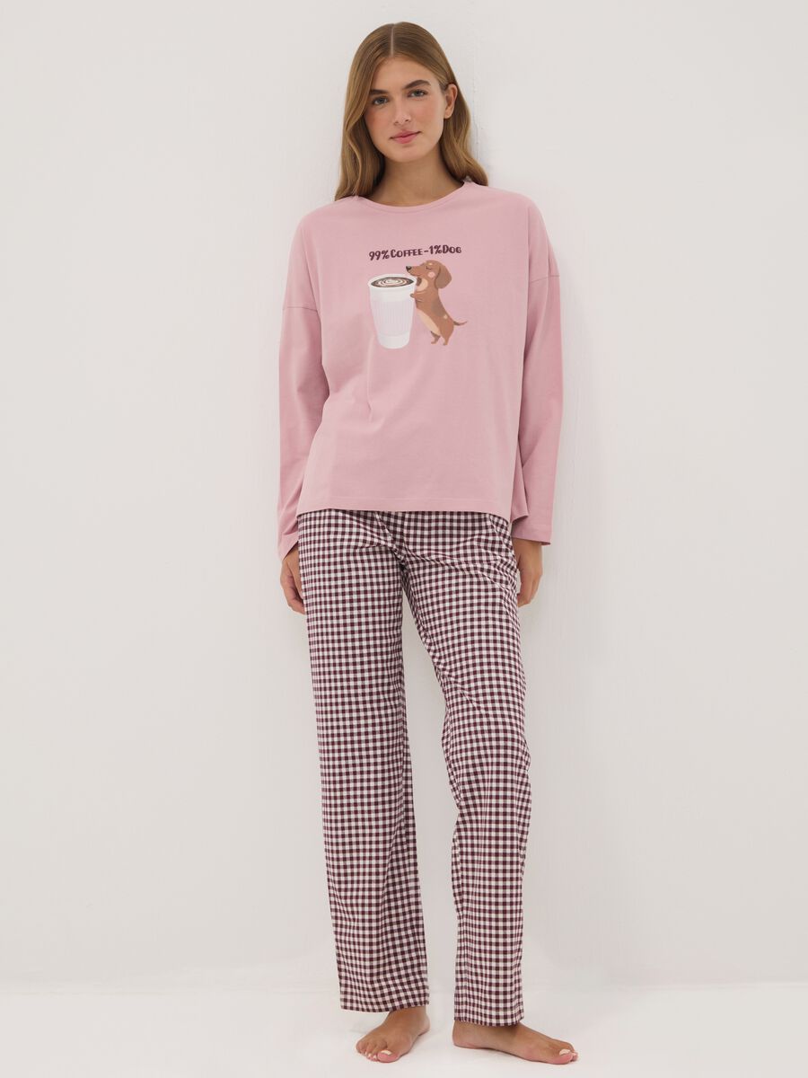 Pink pure organic cotton crew-neck pyjamas_0