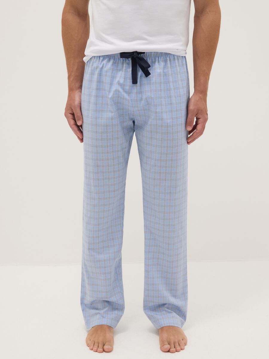 Multicolour check pure cotton pyjama trousers regular fit_1