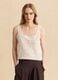 Beige cotton-blend regular-fit tank top with embroidery and mesh_2