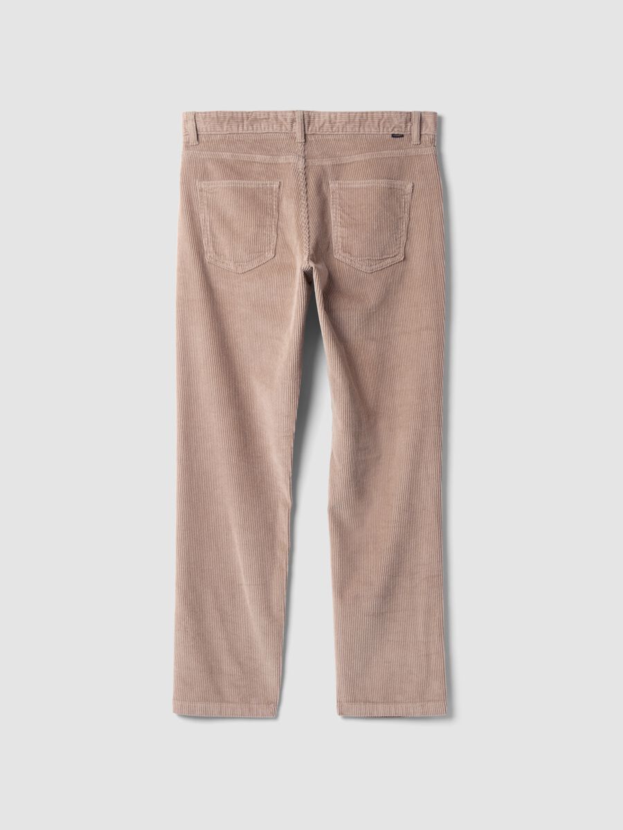Beige regular-fit stretch cotton corduroy trousers_6